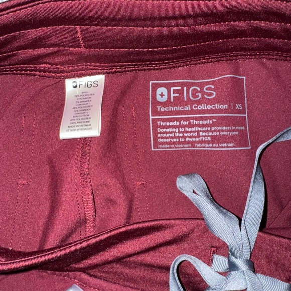 Figs High Waisted Zamora Joggers Burgundy Size Extra Small Style W18SW2005 - Picture 5 of 5